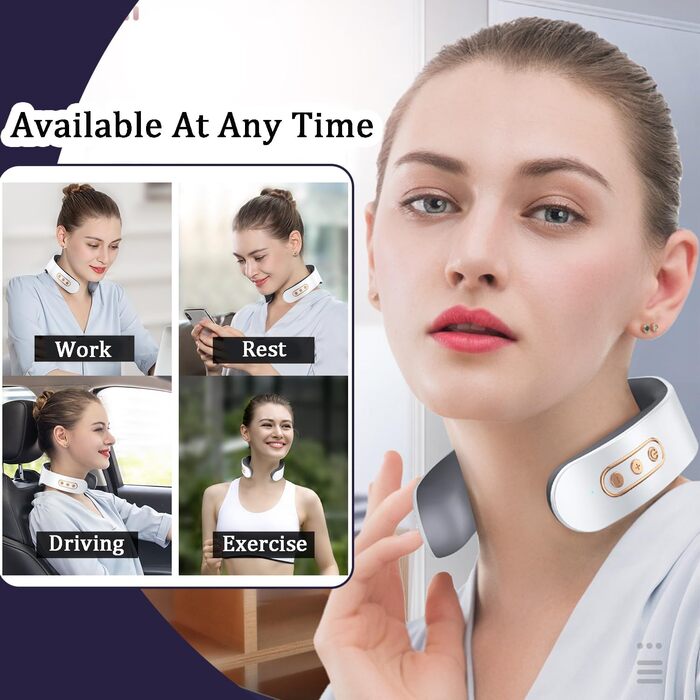 Масажер для шиї 11-в-1 з підігрівом, портативний, 9 рівнів інтенсивності, електричний, для дому, офісу, подорожей