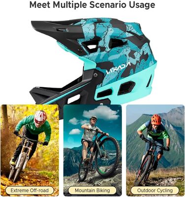 Повнолицевий велосипедний шолом Lixada для дорослих, чорний, M, для MTB, BMX, даунхіл, захисний шолом для гірського велосипеда