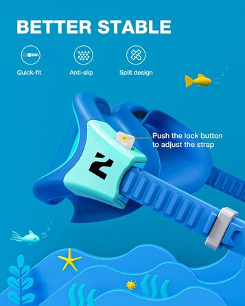 Дитячі окуляри для плавання ZIONOR G1MINI, поляризовані/не поляризовані, антитуманні, захист від УФ, для дівчаток та хлопчиків (6-14 років), колір BlueGreenClear