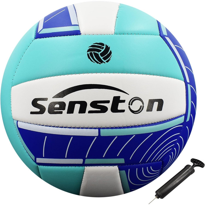 Волейбольний м'яч Senston Soft Touch, офіційний розмір 5, водонепроникний, з насосом, для пляжу, басейну та вулиці, thirsty blue