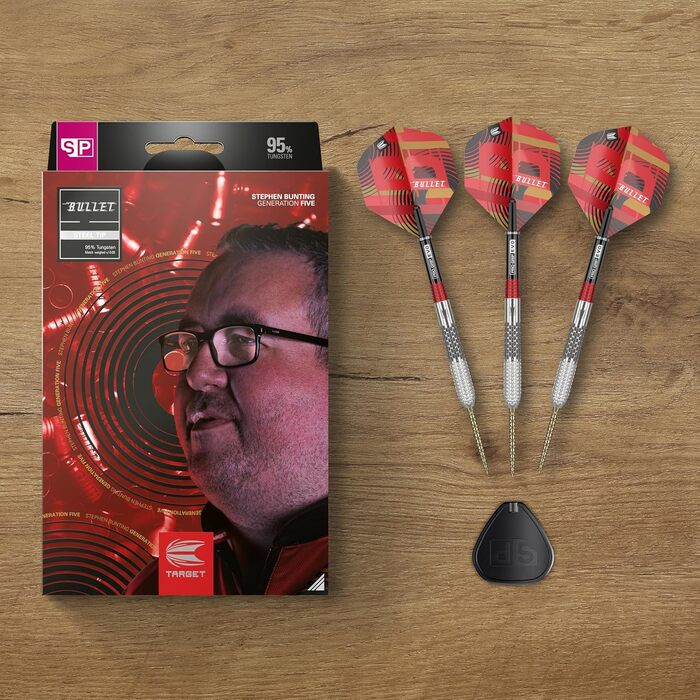 Професійний набір дротиків Target Stephen Bunting G5 95% вольфрам, сталевий наконечник Swiss Point, 18/22/23/25 г, з інструментом