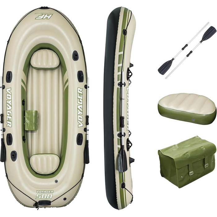 Надувний човен Bestway Hydro-Force Voyager 500 для 3 осіб, 348×141×48 см, комплект
