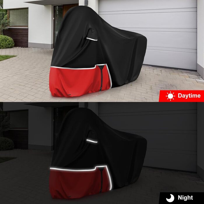 Водонепроникний захисний чохол для мотоцикла Piaggio MP3 400/500 (з кофром) - 420D Oxford, чорний/червоний