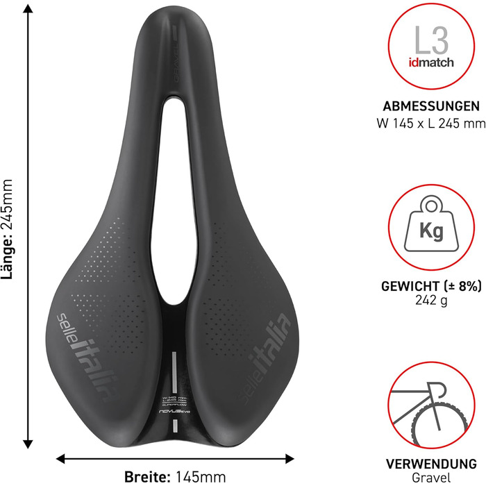 Сідло Selle Italia Novus Boost EVO Gravel TM Superflow - для гравійних та шосейних велосипедів, чорне