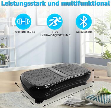 Віброплатформа з Bluetooth, 1-99 рівні інтенсивності, 5 програм для фітнесу вдома для схуднення, м'язового розвитку та тренування всього тіла