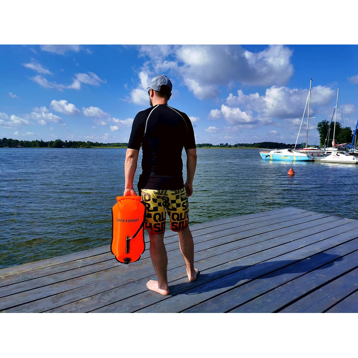 Надувна безпекова буя для плавання SAFE4SPORT RunSwimmer 3в1: водонепроникний рюкзак та гермосумка на 28л для триатлону