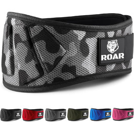 Пояс для важкої атлетики Roar®: підходить для чоловіків та жінок, тренувань у залі, пауерліфтингу, важкої атлетики, жиму лежачи, кросфіту та фітнесу. Матеріал: камуфляж M