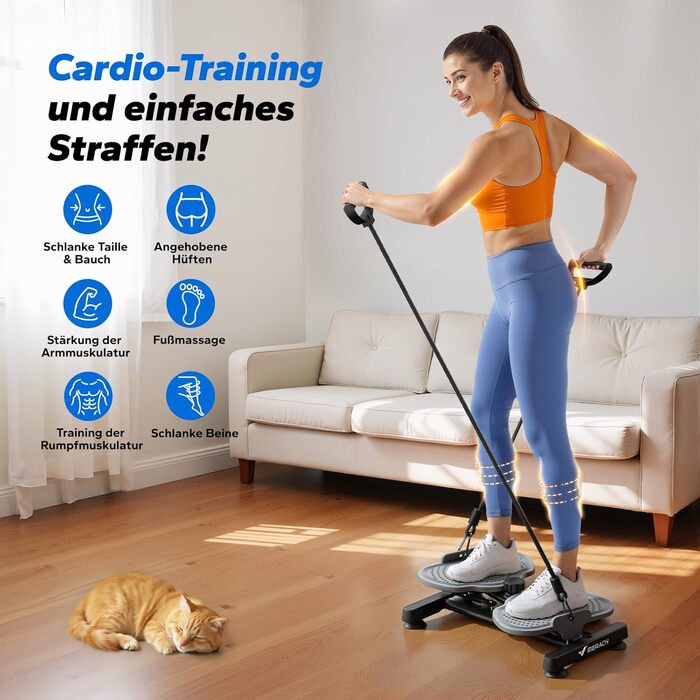 MERACH Диск для скручування тазу, тренажер для пресу з 2 еластичними стрічками, для тонкої талії та силових вправ, до 136 кг, безшумний, сірий