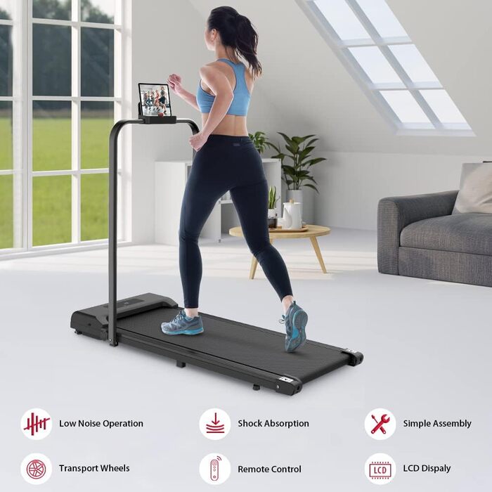 Електрична бігова доріжка bigzzia Walking Pad 2.5 к.с., складана, для дому та офісу, швидкість 1-10 км/год, до 120 кг, портативна з LCD-дисплеєм
