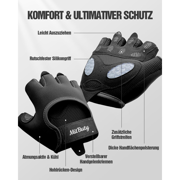 Тренувальні рукавички для чоловіків та жінок – фітнес рукавички для залу, важкої атлетики, кросфіту, силового спорту, спорту та тренувань. Рукавички з антиковзкими силіконовими точками та підкладкою на долоні. Розмір M: 18–19.5 см (Чорний), L: 19.5–21.5 с