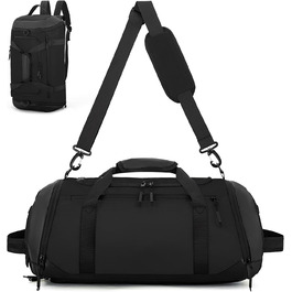 Спортивна сумка для чоловіків та жінок, велика дорожня сумка з відділенням для взуття та мокрих речей, водонепроникна сумка для спорту, тренувань, плавання та подорожей, сумка-вояджер, чорна