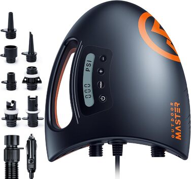 Насос для SUP OutdoorMaster The Shark: електричний, 20PSI, 12V DC, охолодження, автоматичне надування, для SUP, човнів