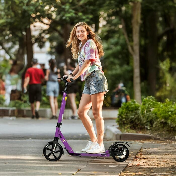 Самокат трюковий Kickscooter для дітей 8-12 років та дорослих, колеса 200мм, дискові гальма, складний, фіолетовий
