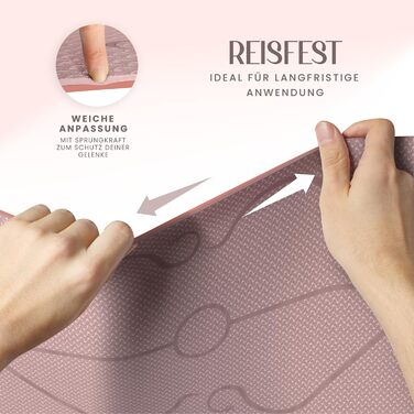 Йога-килимок Yogii 6 мм, протиковзкий TPE килимок для йоги, пілатесу та фітнесу з лініями розмітки, Nude / Старорожевий