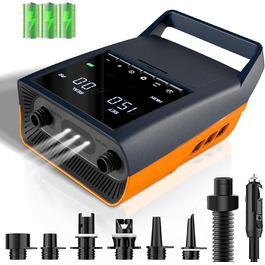 Електричний насос для SUP Mojimdo 20PSI з акумулятором, світлом та автовимкненням, 12V DC та USB-C, 6 насадок для SUP, каяків, наметів, матраців
