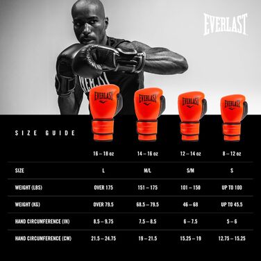 Боксерські рукавички Everlast Powerlock 2R (RED, 16OZ) – унісекс, дорослі
