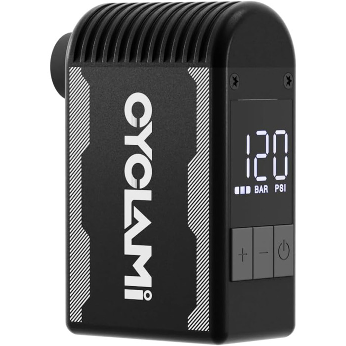 Електричний міні-насос для велосипеда CYCLAMI A2S з USB-C, автоматичним вимірюванням тиску та відключенням при 120 PSI, підходить для ніпелів Presta і Schrader