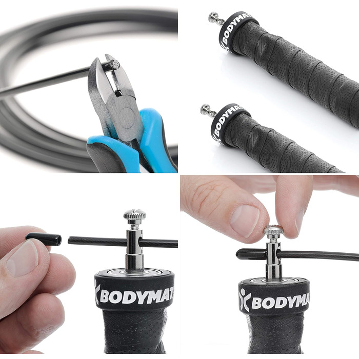 Стрибкове канат BODYMATE з антиковзними ручками та 2 регульованими сталевими канатами для кроссфіту, функціональних тренувань та боксу