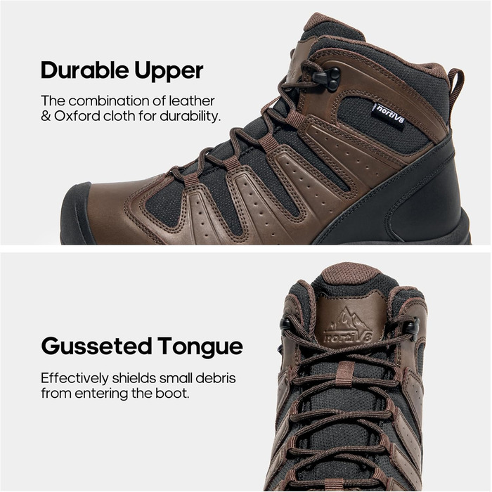 Чоловічі трекінгові черевики NORTIV 8, водонепроникні, темно-коричневі (44 EU)