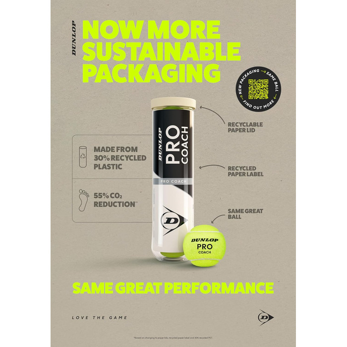 Тенісний м'яч Dunlop Pro Coach - для тренувань та коучингу (4 шт.)