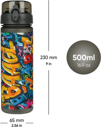 Пляшка для води дитяча Baagl Tritan 500 мл, непротікаюча, для школи та спорту (скейтпарк)