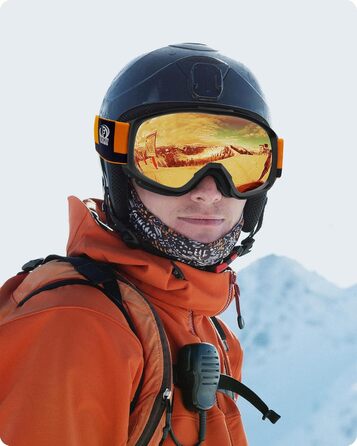 Скі-маска Findway для дорослих (чоловіків та жінок), сноуборд маска для носіїв окулярів, OTG, захист від УФ, сумісна зі шоломом, антитуманна, сферична, дзеркальна, VLT 20%