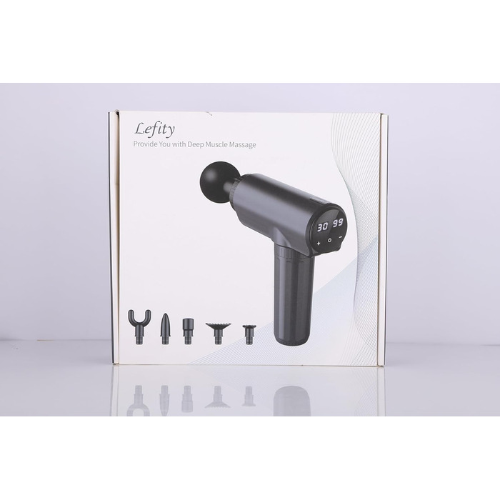 Масажний пістолет Lefity 2600мАг, 30 швидкостей, 6 насадок, USB-C, масажер для шиї, плечей та спини, зелений