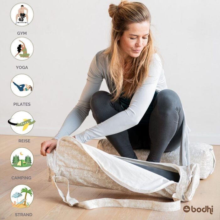 Сумка для йоги Bodhi ASANA з бавовни Maharaja Collection, для килимка та аксесуарів, різні розміри, з зовнішніми кишенями