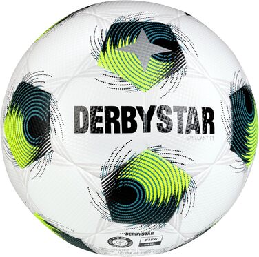 М'яч футбольний Derbystar Brillant TT DB v24 жовто-петрольовий, розмір 5