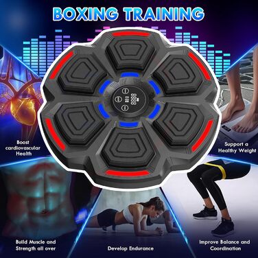 Електрична боксерська машина з Bluetooth, LED-підсвіткою та музикою Euakee. 9 режимів швидкості, функція підрахунку ударів, легка установка.