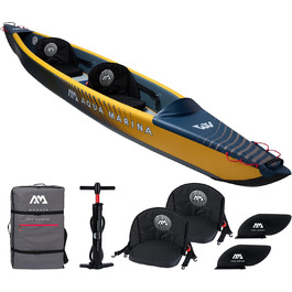 Надувний каяк Aqua Marina Tomahawk AIR-K 440 см для 2 осіб, преміум, жорсткий Drop-Stitch, морський/жовтий