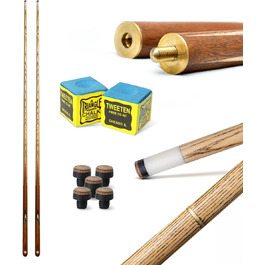 Набір для більярду HD Billard Queue Set: 2-секційна кий з благородного дерева, 147 см, для пулу та снукеру, змінна шкіряна насадка, крейда та запасні насадки