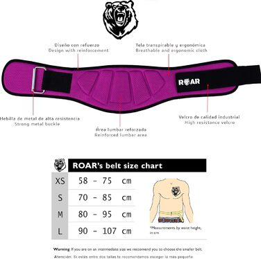 Пояс для важкої атлетики Roar® для чоловіків і жінок, пауерліфтинг, кросфіт, фітнес, для тренувань у спортзалі