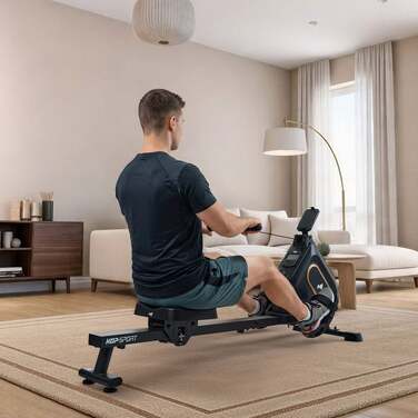 Гребний тренажер Hop-Sport HS-085R Bazel магнітний чорно-золотистий