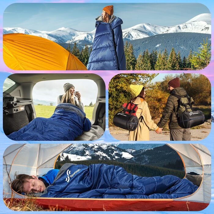 Сплячий мішок 0°C XXL 230 x 90 см. Знімний капюшон, м'яка підкладка для дорослих