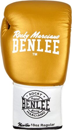 Боксерські рукавички Benlee Rocky Marciano Newton зі шкіри, унісекс, 10 унцій, золотисто-білі-чорні