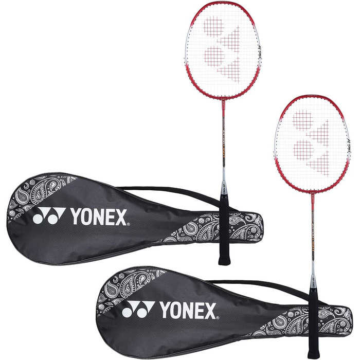 Yonex ZR 100 бадмінтонні ракетки з алюмінію, комплект 2 шт., з повним чохлом, червоні, Індія