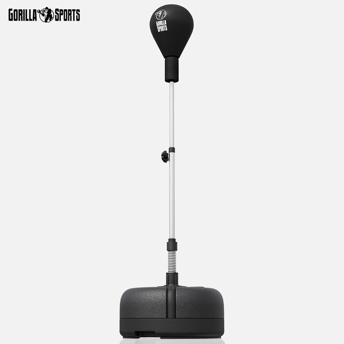 Боксерський м'яч GORILLA SPORTS® з підставкою, регульована висота 120-156 см, включає мішок для боксу, самостійна підставка, боксерський тренажер для дорослих, спидбол, боксерський мішок