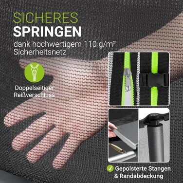 Трамплін Juskys SkyBounce Ø 228/305/366 см - Outdoor з сіткою, драбиною та пружинами PowerSpring