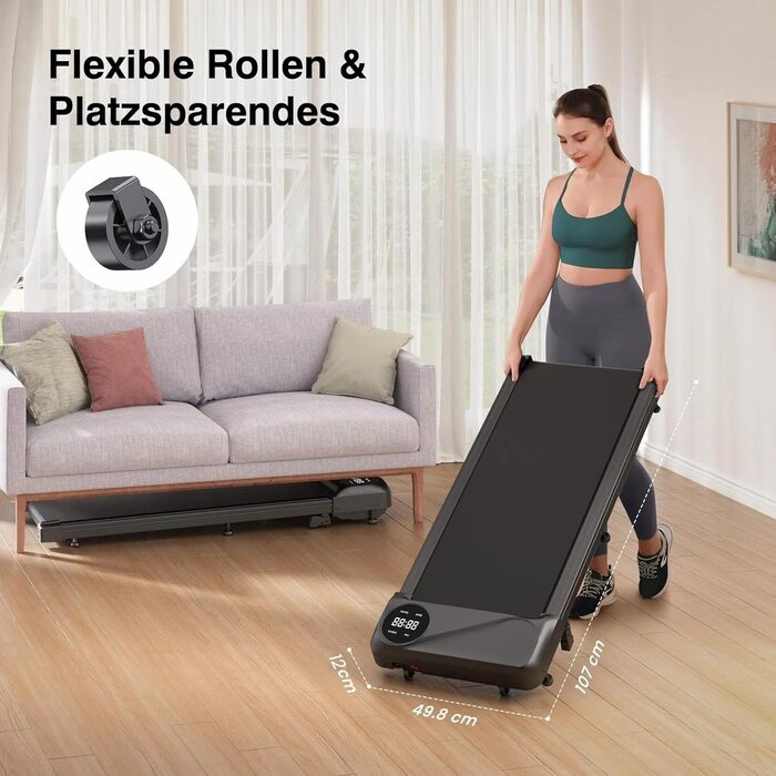 Бігова доріжка під стіл THERUN Walking Pad 2.75HP з пультом та LED-дисплеєм для дому та офісу