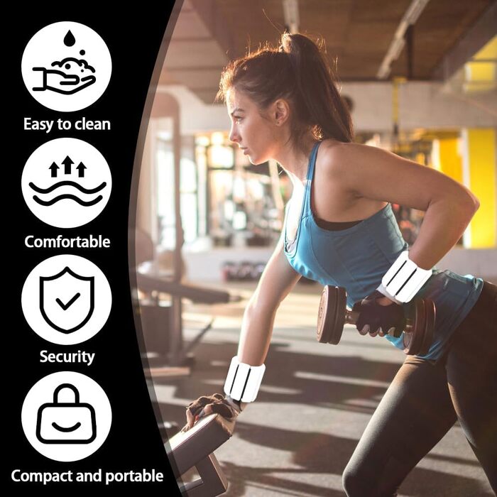 Набір обтяжувачів для зап'ястя та кісточок, регульовані (2 шт., 0.45 кг) для йоги, пілатесу та фітнесу