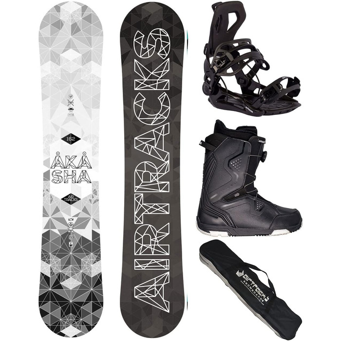 Комплект для сноуборду Airtracks Akasha Wide Hybrid Rocker 159 см + кріплення Master + черевики Strong Atop 44 + сумка