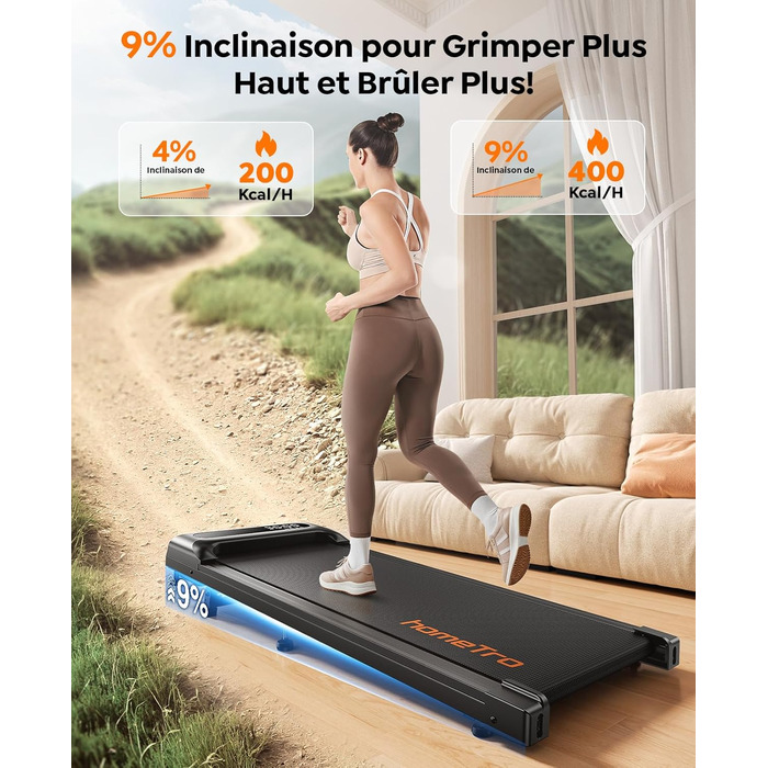 Walking Pad з нахилом (4%/9%) – компактне бігове полотно для дому з регулюванням нахилу, 1-8 км/год, з підключенням до додатку та пультом дистанційного керування, подвійним амортизатором, до 120 кг, без монтажу, портативне з вбудованими роликами – для офі