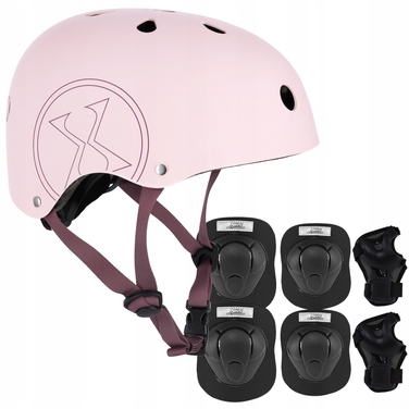 Дитячий велосипедний шолом з регулюванням + комплект захисту для скейту, розмір M