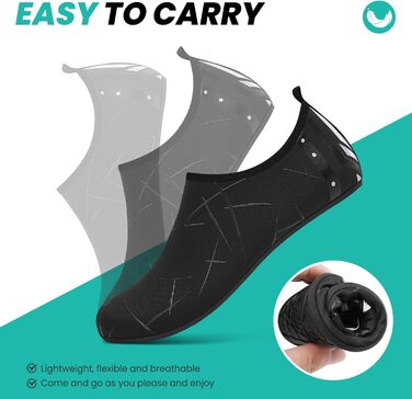 Чоботи для плавання та водних видів спорту: чоловічі та жіночі, швидковисихаючі, з антиковзким покриттям, легкі, для пляжу, басейну та серфінгу (34 EU, 857 Чорний)