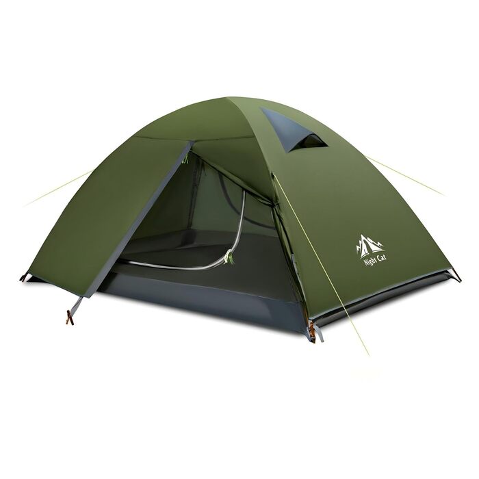 Намет Night Cat Camping для 2 осіб: Водонепроникний, легкий, 3-сезонний, з тамбуром, компактний для трекінгу, фестивалів, зелений