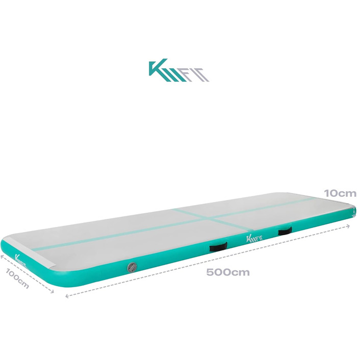 Надувна гімнастична мат Airtrack 5м: тренувальна мат для гімнастики, фітнесу з електропомпою та сумкою, стійка до УФ (м'ятний колір)