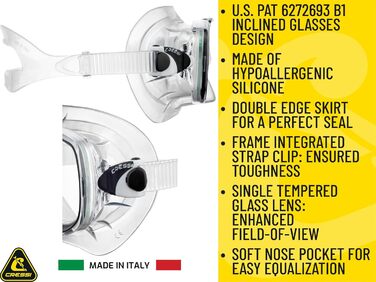 Набір для снорклінгу Cressi Estrella: маска та трубка Seal Dry, прозорий/аквамарин, універсальний розмір