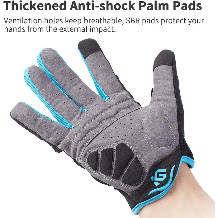 Велосипедні рукавички Vofinger для чоловіків та жінок, MTB, сенсорний екран, синій (S)