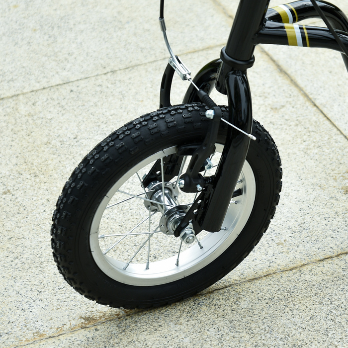 Дитячий самокат HOMCOM від 5 років Scooter Kick Scooter 12 дюймів пневматична шина гума алюміній чорний, регульована висота 120x58x85-95см